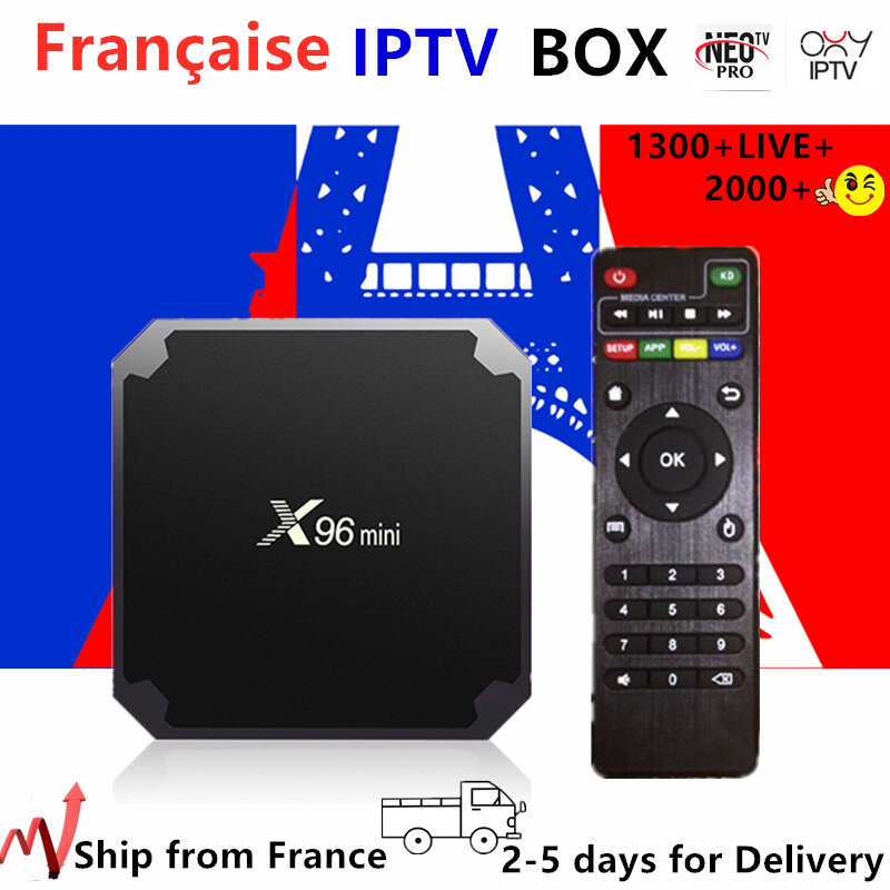 Frankreich IPTV X96 Mini Android tv box 1 Jahr neo tv pro abonnement 1300 + Live Europa Französisch Belgien arabisch iptv m3u Smart tv Box