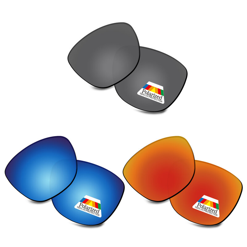 Bwake lentes de substituição polarizadas, 3 pares, preto, azul, fogo, vermelho, óculos de sol oakley frogskins oo9013