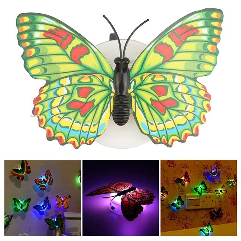 Lámpara LED de pared autoadhesiva con forma de mariposa, pegatina de luz nocturna de colores, iluminación de Ambiente, Color aleatorio, 5 piezas