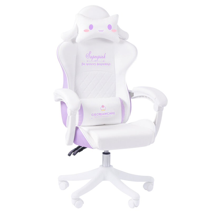 2024 Pink & White Letter Computer Chair Girls living room Study Chair Liftable Rotating Gaming Chair Promotion silla gamer