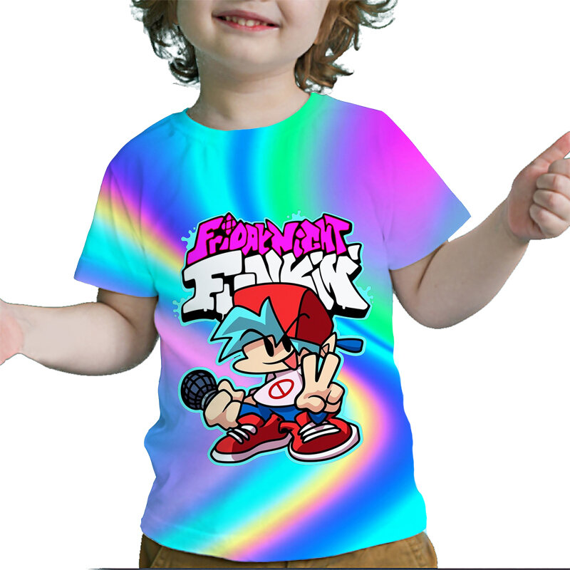 Maluch piątek noc Funkin 3D drukuj t-shirty chłopcy dziewczęta Cartoon koszulka Anime topy letnie dzieci koszulki dziecięce t-shirty Streetwear