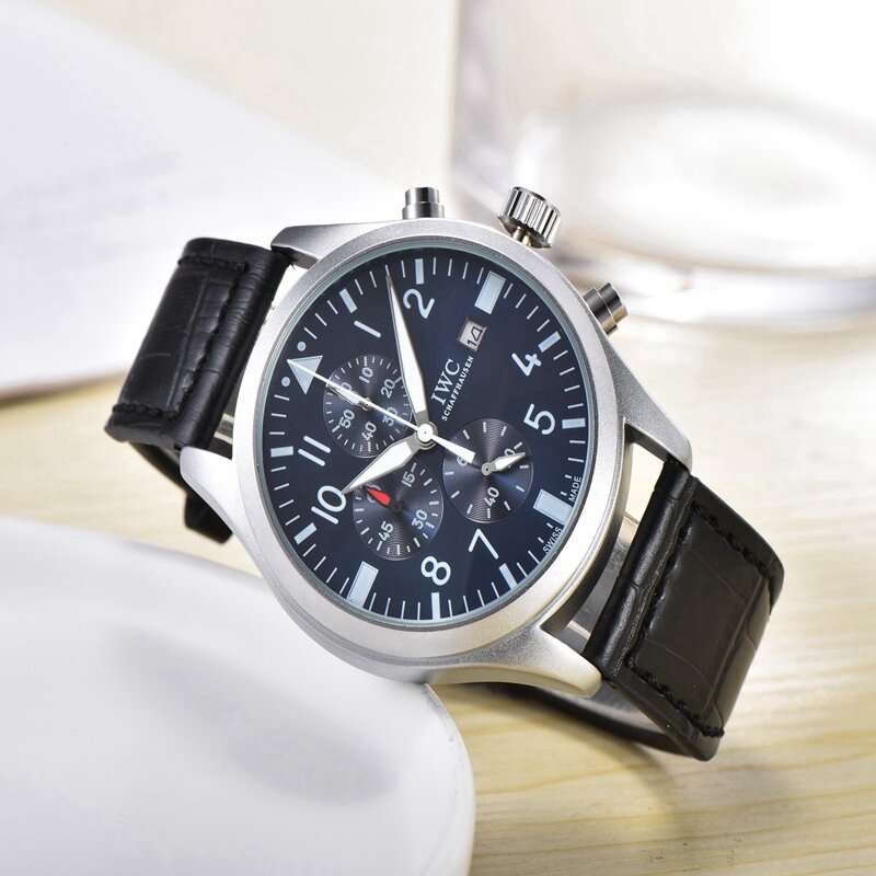 Iwc-luxury Men Business zegarek kwarcowy męskie kobiety Top marka zegarek na rękę Chronograph Stop zegarki moda 7554