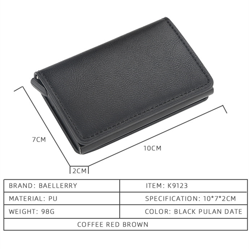 소형 소형 RFID 가죽 지갑, 얇은 카드홀더 지갑, 동전 지갑, 맞춤형 지갑, 블랙, 2024 신제품
