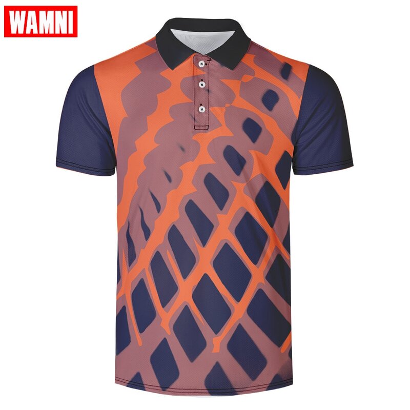 WAMNI marka biznes 3D koszula dorywczo skręcić w dół kołnierz koszulka do gry w tenisa mężczyzna Harajuku Sport wysokiej jakości przycisk dres