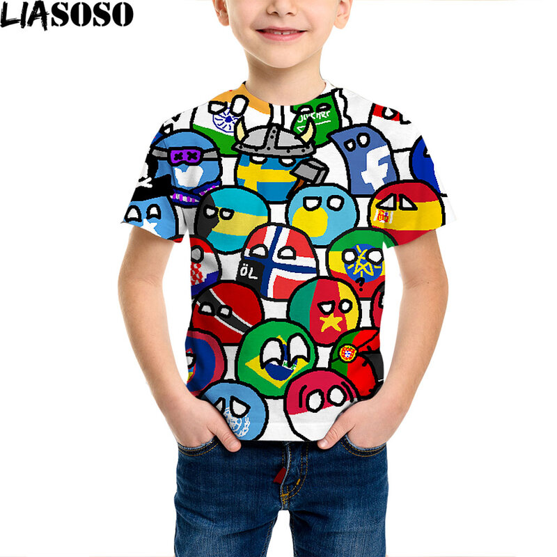 Футболка для мужчин и женщин, детская модная рубашка в стиле Харадзюку, с 3D-принтом, с национальным аниме мячом, стиль хип-хоп