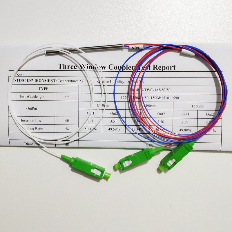 Tubo de aço 1x2 do divisor da fibra ótica sc/apc 0.9mm da fábrica 1x2 do sc/apc 0.9mm do divisor da fibra ótica de 20 pces 1x2
