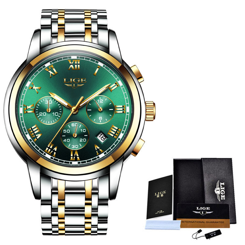 2023 LIGE Fashion Women Watches Ladies Top Brand luxury Waterproof Gold Quartz Watch Women Stainless Steel Date Wear Gift Clock