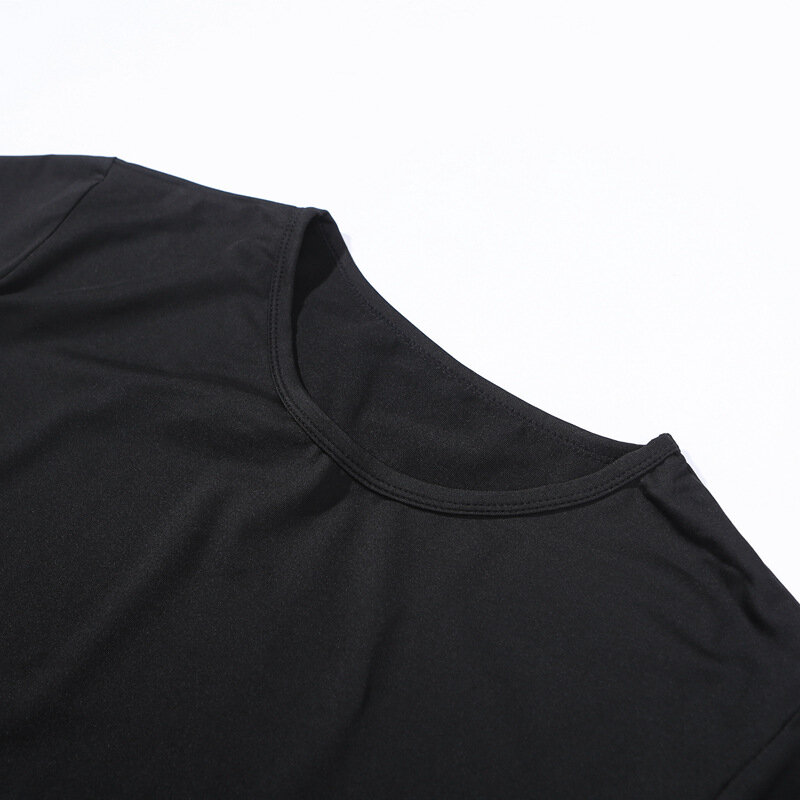 Conjunto de dos piezas para mujer, ropa personalizada, traje negro de manga corta, camiseta y pantalones cortos con logotipo DIY