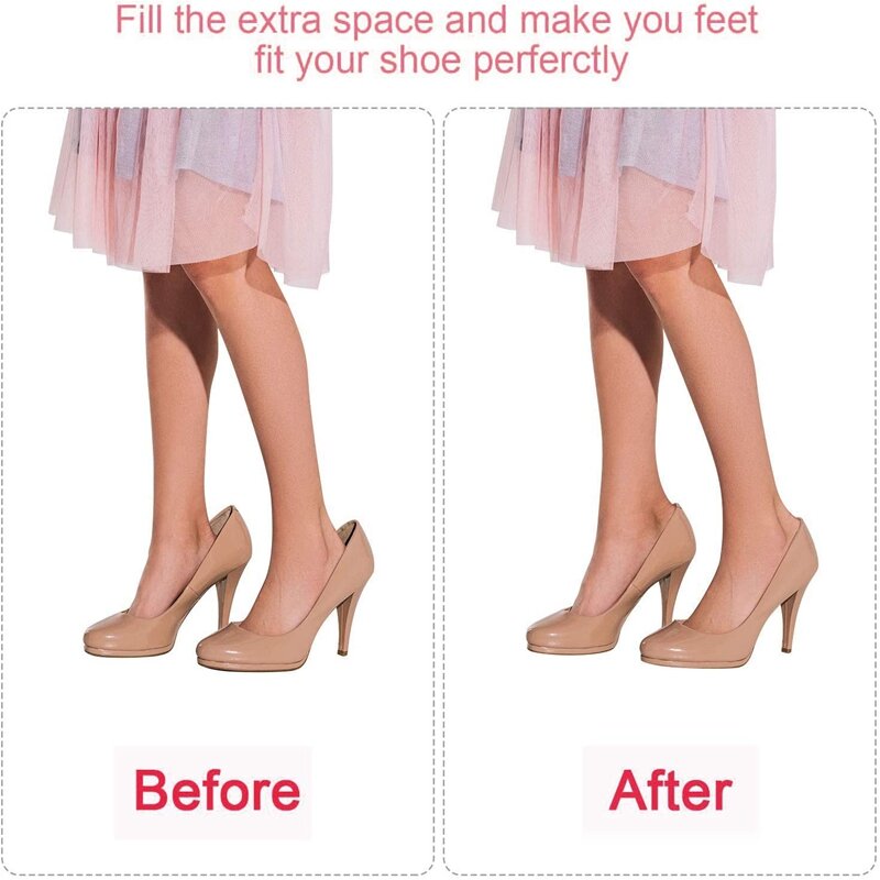 앞발 삽입 여성 발 뒤꿈치 발가락 플러그 하프 토 필러 삽입 조정 가능한 발가락 플러그 너무 큰 신발을 위한 재사용 가능한 신발 필러, 1 쌍