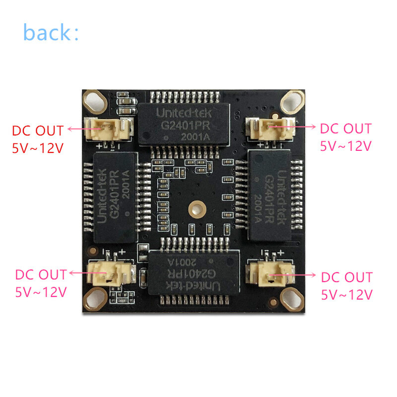 10/100/1000M 4 Port Gigabit Ethernet Switch Pcba untuk Modul Terintegrasi Tertanam DC 5V 12V1A-3A Dalam DC Keluar VLAN Melalui Arus