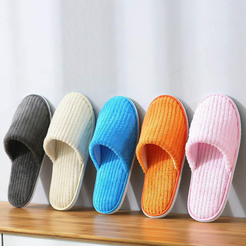 5 Pairs Winter Slippers Men Women  Hotel Disposable Slides Home Travel Sandals Hospitality Footwear One Size on Sale