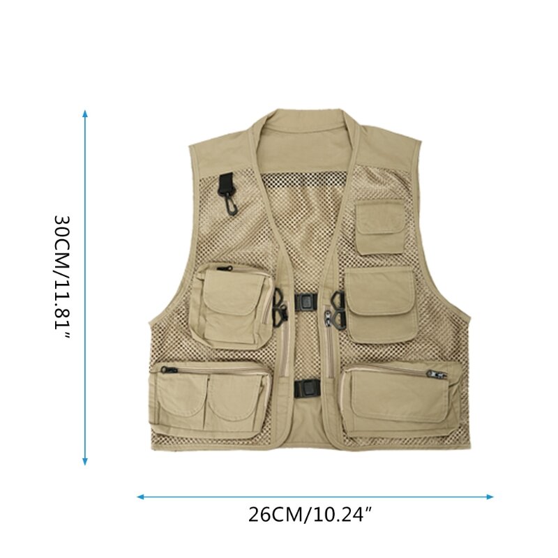 N58b colete de secagem rápida masculino, colete de malha camuflada portátil com vários bolsos, respirável e de segurança para áreas externas verão