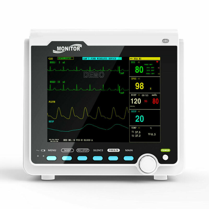 CONTEC Capnograph Etco2 Monitor de pacientes de signos vitales veterinario, multiparámetros con impresora térmica, IBP incluido