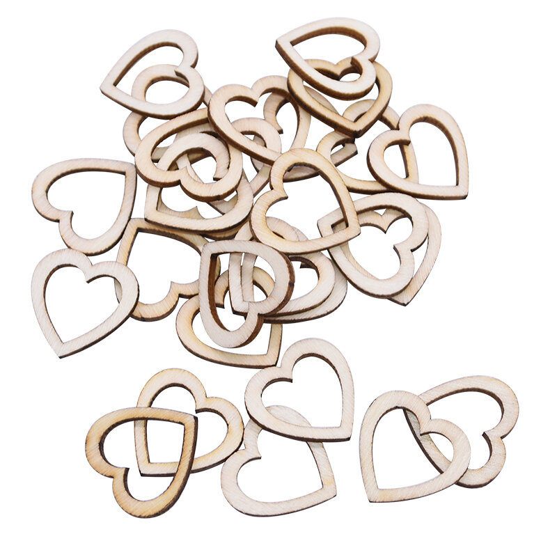 Mini Corazón de amor de madera, estrella, forma redonda, decoración de adornos de dispersión para mesa de boda, artesanías de madera sin terminar, adornos de boda