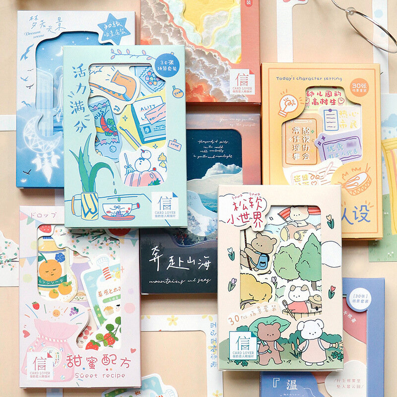 5 Designs Dream Scene Series Postcard Cute Animal INS Style Greeting Wish Cards DIY Journal Decoration