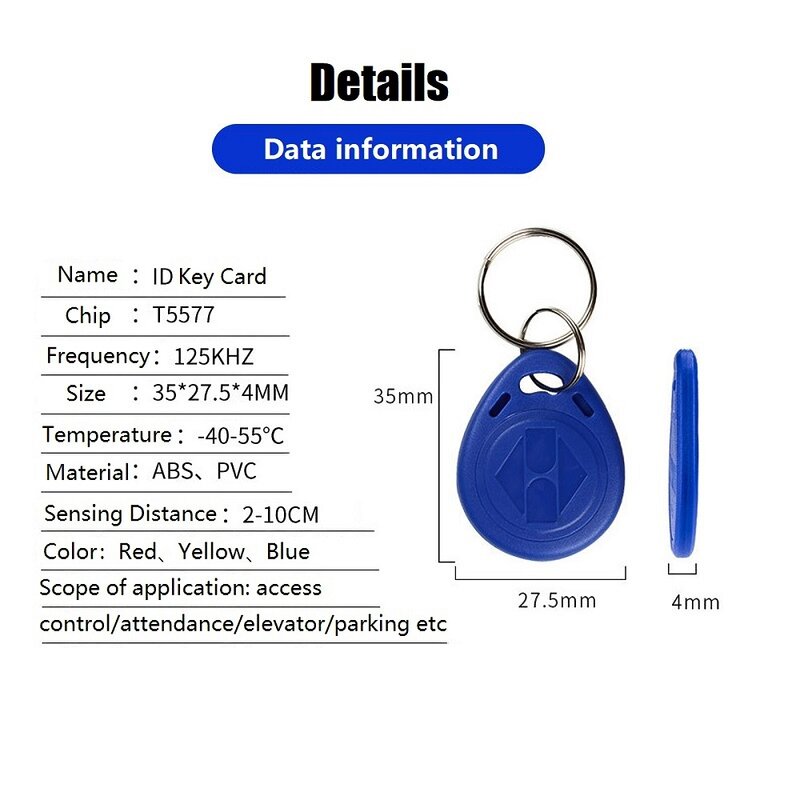 Porte-clés RFID réinscriptible, copie de clé, carte d'étiquette, duplicateur d'accès au jeton de proximité, AMPA, réécriture, EM ID T5577, 125kHz, 2 pièces, 5 pièces, 10 pièces