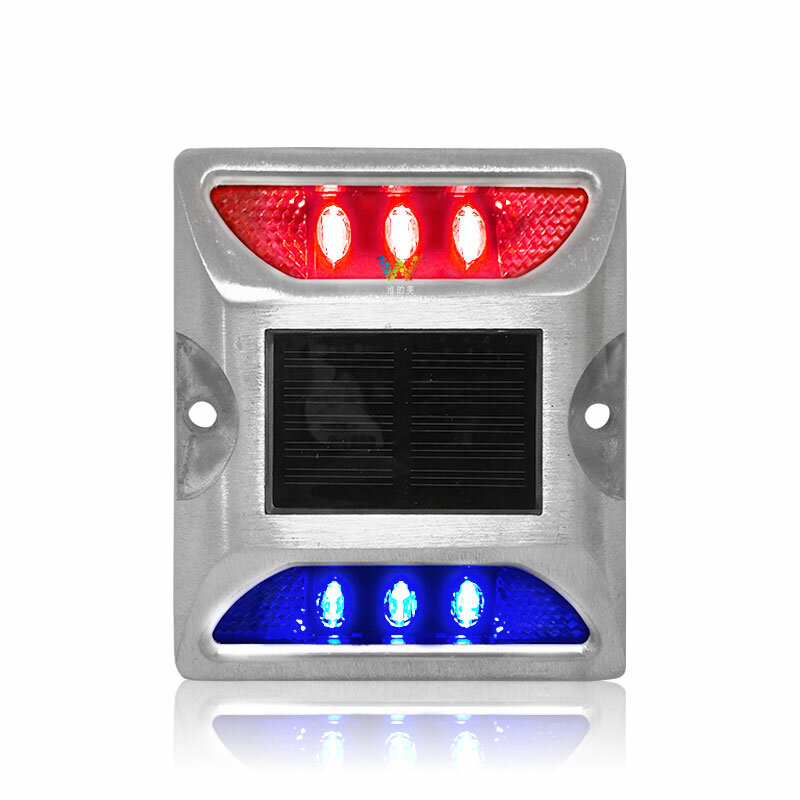 Marqueur de route carré double face à LED, goujon de route à énergie solaire, vert et rouge