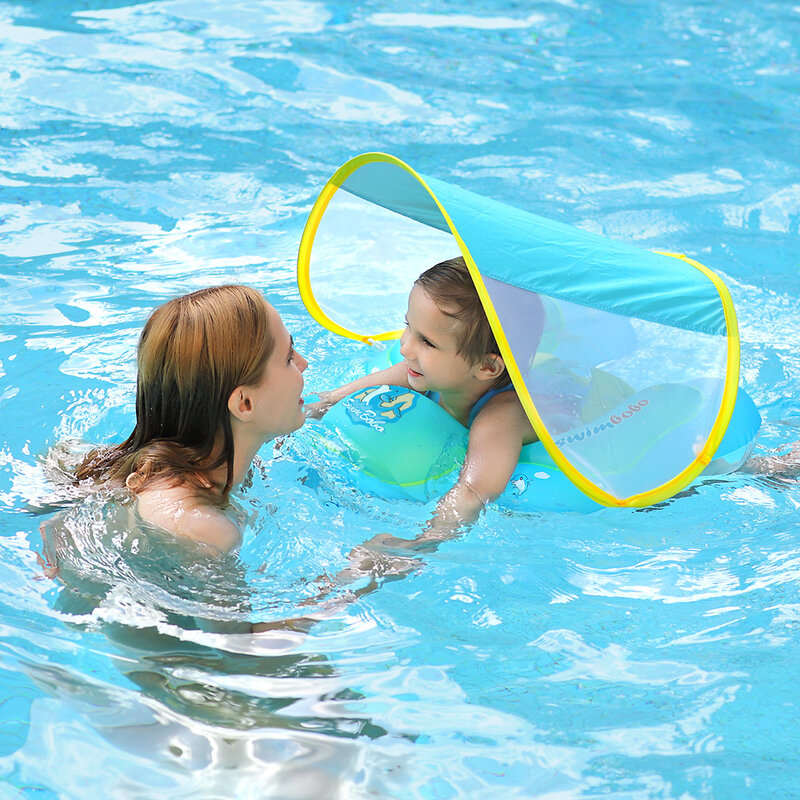 Bebê natação float com dossel inflável infantil anel flutuante crianças nadar piscina acessórios círculo de banho brinquedos verão dropship