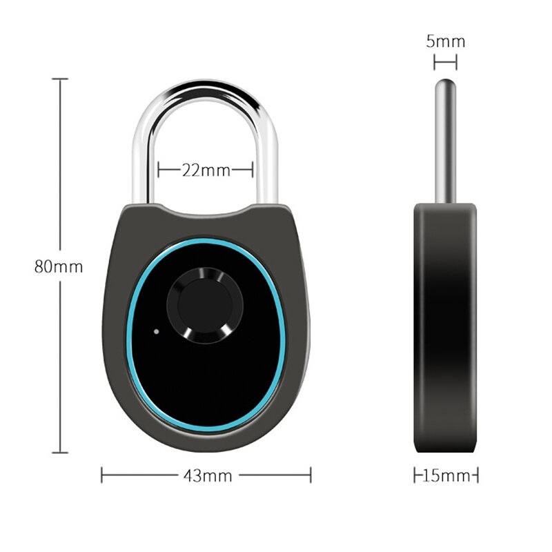 AMS-USB Smart-Fingerprint Lock Wiederaufladbare Keyless IP66 Wasserdichte Anti-Diebstahl Digitalen Vorhängeschloss für Locker, Tür, Gepäck, backpa
