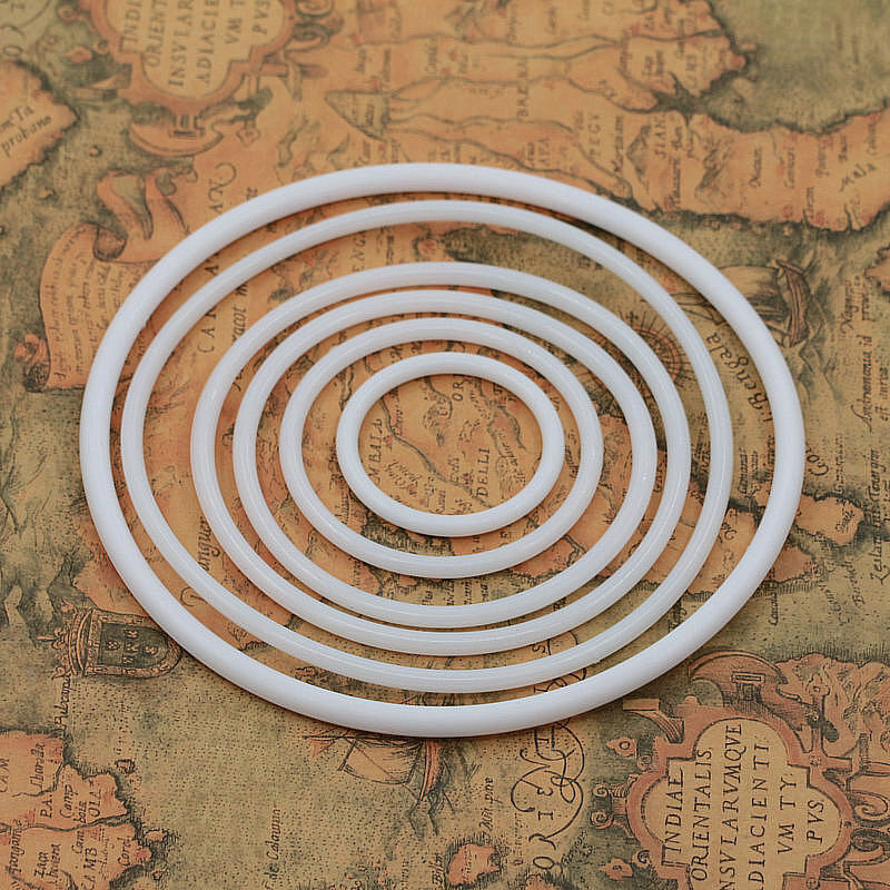 Plástico branco Dream Catcher Ring, Argola De Bambu De Madeira Redonda, Ferramentas De Artesanato DIY, Coroa De Casamento De Natal