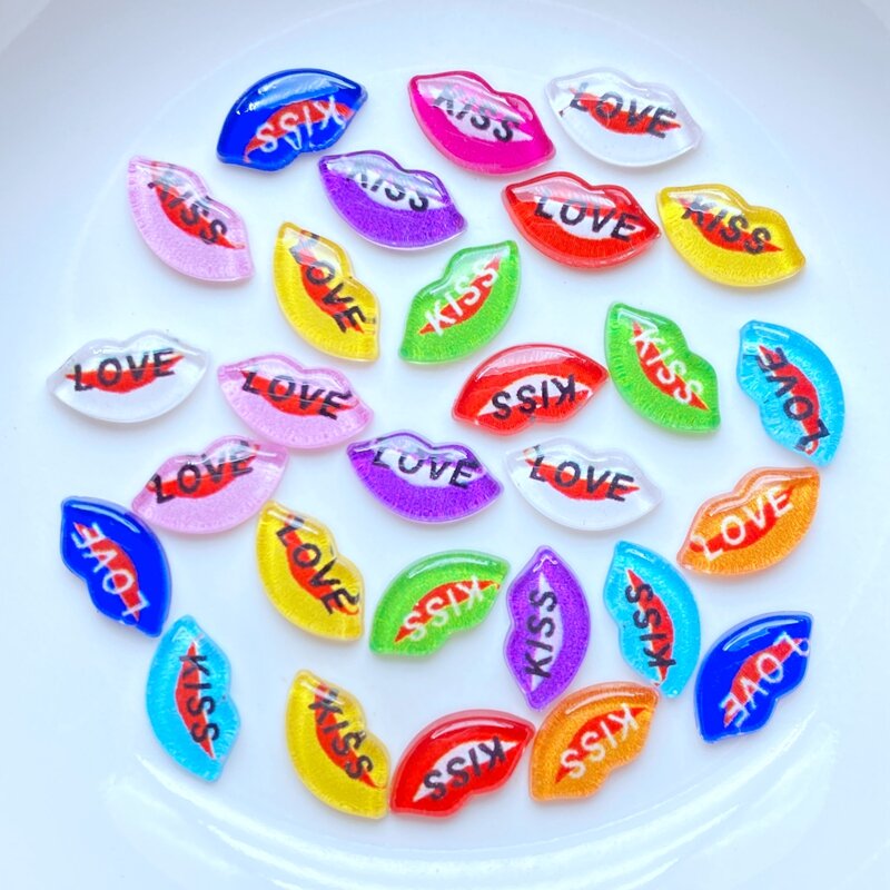 Mini lèvres mélangées en acrylique pour scrapbooking, cabochon à dos plat mignon, accessoires d'embellissement bricolage Kawaii, 60 pièces, K77