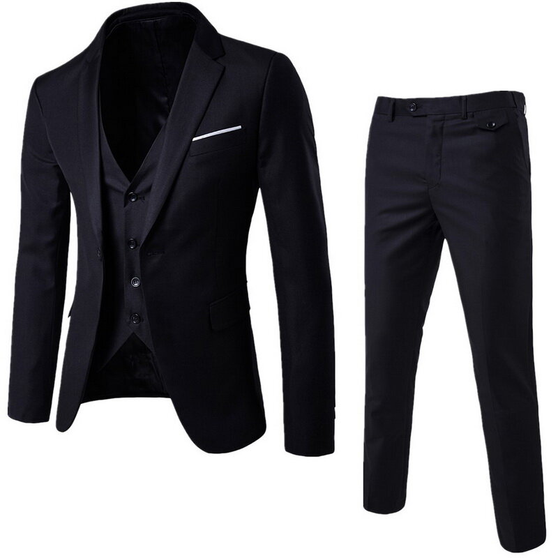 MJARTORIA 3 pezzi Set Business Blazer + Vest + Pants Suit uomo autunno moda Solid Slim Wedding Set Vintage Classic Blazer uomo