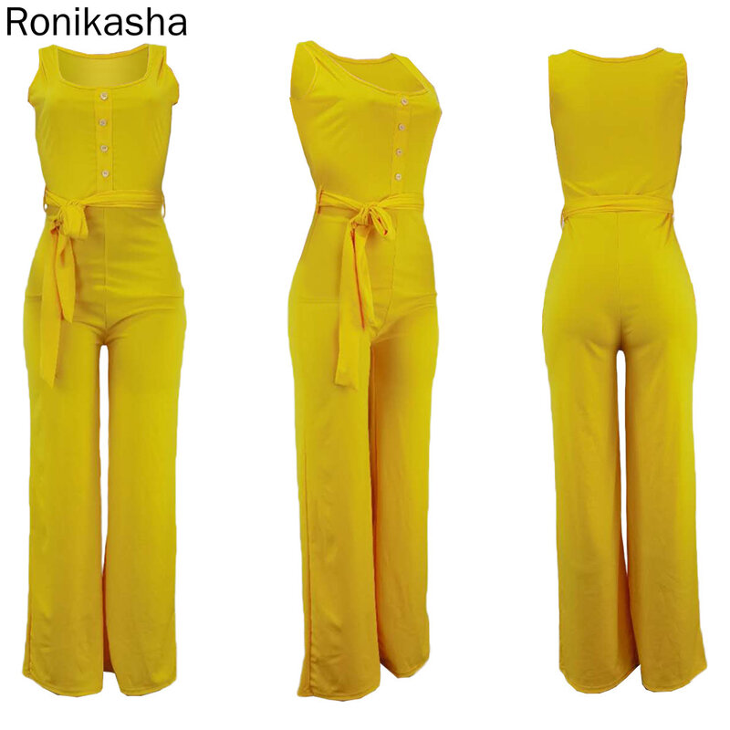 Ronikasha женские комбинезоны Повседневный жилет без рукавов с широкими штанинами Комбинезоны для женщин