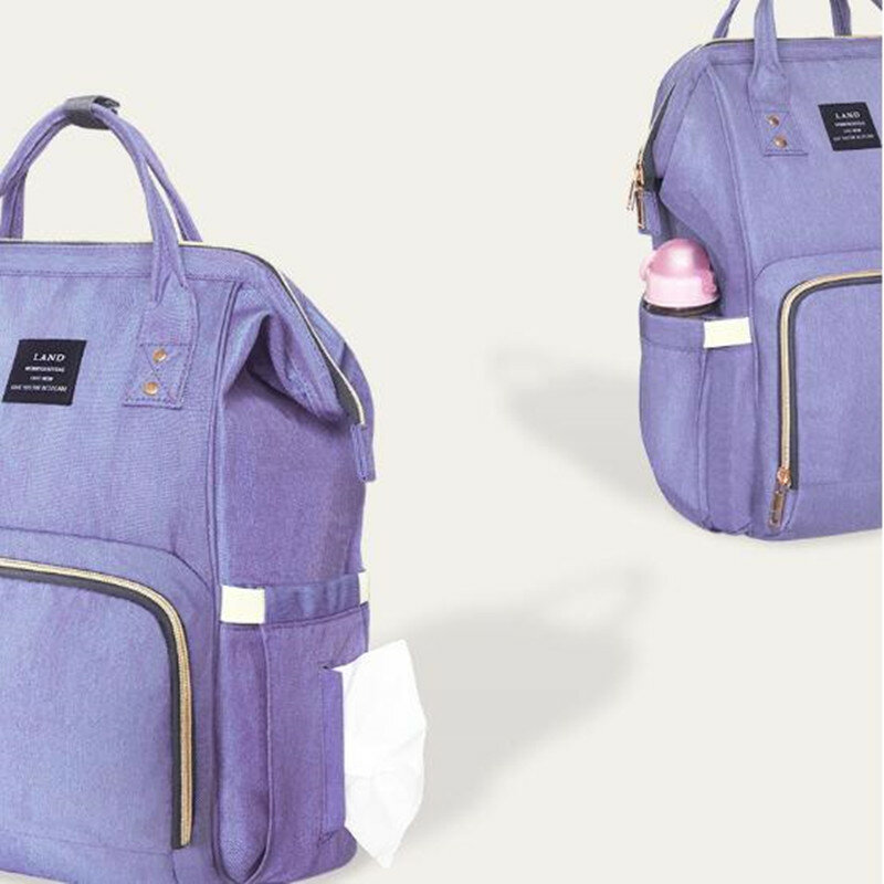 토지 기저귀 가방, 엄마를 위한 단색 새로운 패션 배낭, 업그레이드 유모차 정리, 대형 방수 엄마 출산 기저귀 가방