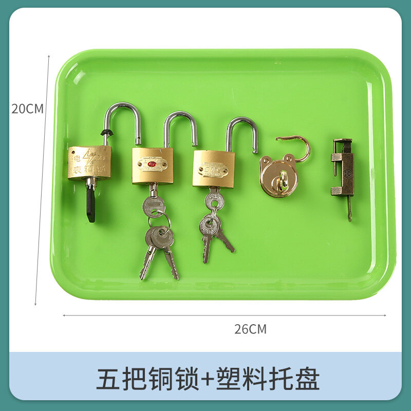 Montessori Teaching Aids Brass Lock Unlocking Game Learning To Unlock The Key Montessori Daily Life Materials 5pcs locks