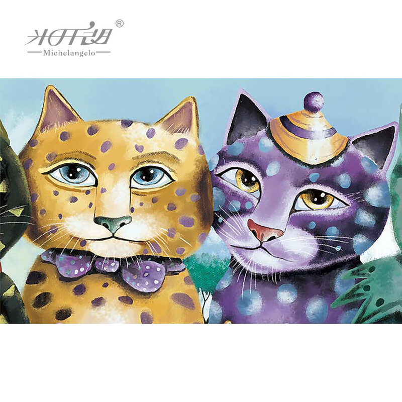 Michelangelo Wooden Jigsaw Puzzle 500 1000 1500 2000 Piece Cat Family Cartoon Animal Kid Educational Toy Gift DIY Painting Decor