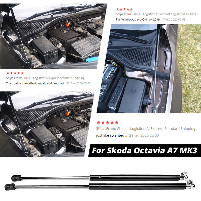 2Pcs Car Front Gas Shock Hood Shock Strut Bars Damper Lift Support For Skoda Octavia A7 MK3 2012- 2020
