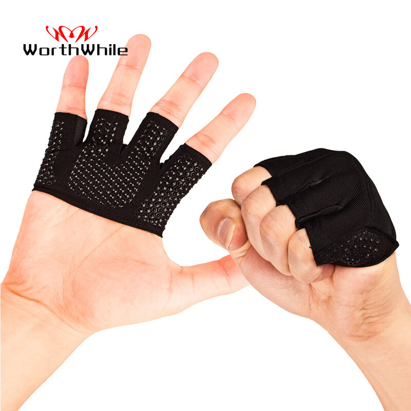 WorthWhile Gym-guantes de medio dedo para hombre y mujer, Protector de manos para Crossfit, guante de entrenamiento, levantamiento de pesas, culturismo