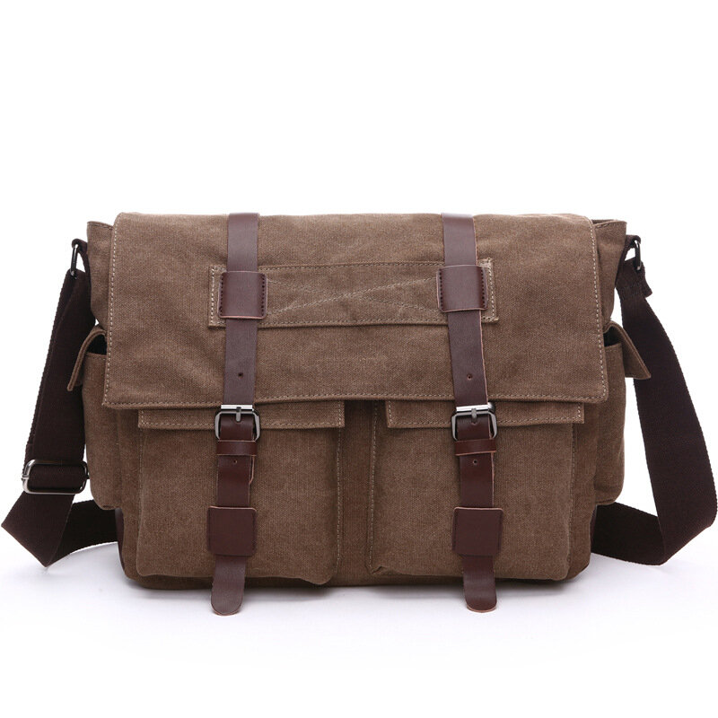 Weysfor Men Business Messenger Bags For Men Shoulder Bag Canvas Crossbody Leisure Bags Retro Casual Office Travel Bag