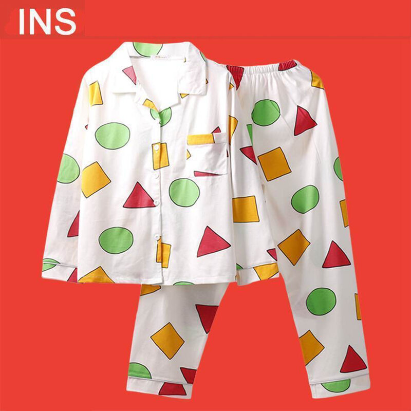 Pijama japonês de algodão feminino manga curta, pijamas, camisola anime, roupa de casa, verão, outono, festa
