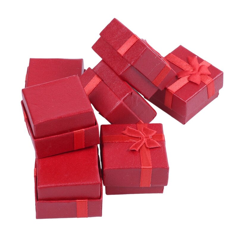 Conjunto de caixa de presente de 24 peças-caixa de jóias de anel quadrado para aniversários, casamentos, aniversários, cores sortidas