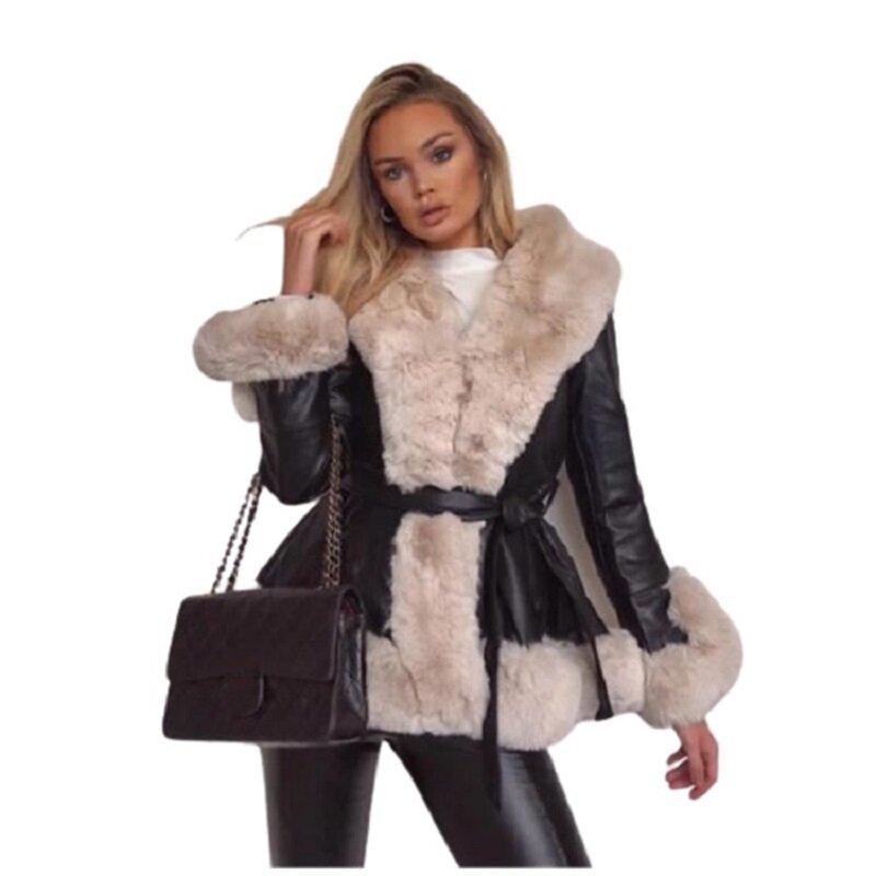 Plus size Jacket Women Faux Fur Coat Aesthetic Female Clothes Elegant Streetwear Puffer Parka  Winter Furry Outerwear