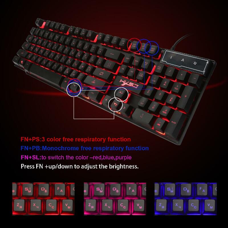 Механическая клавиатура с R8, игровая клавиатура с имитацией RGB подсветки, 104 клавиши для геймеров на английском и русском языках