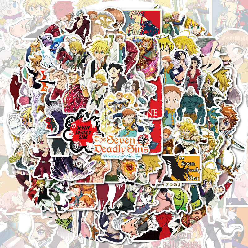 Pegatinas de Anime de Seven Deadly Sins para niños, calcomanía de dibujos animados para guitarra, Maleta, portátil, monopatín, motocicleta y nevera, 10/30/50/100 Uds.