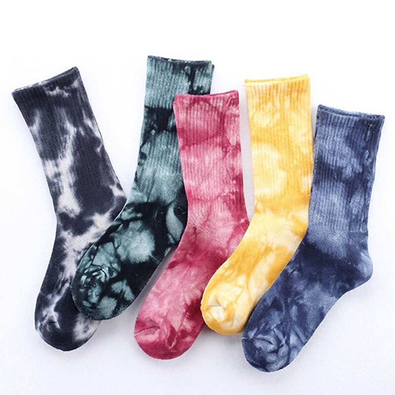 Calcetines Tie-dye para hombre y mujer, medias coloridas de algodón de alta calidad, para montar en monopatín, baloncesto