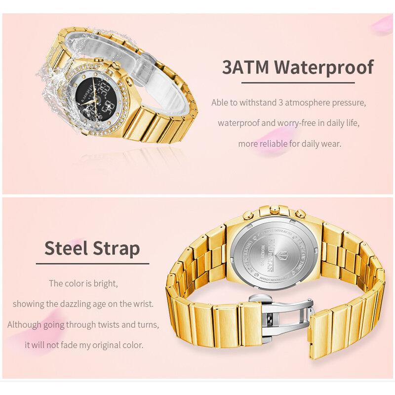 Kademan-novo relógio de pulso feminino, luxuoso, quartzo, para mulheres, à prova d'água, estilo casual