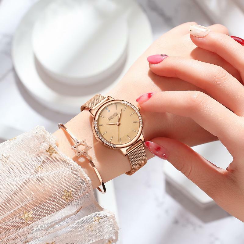 Luksusowy czarny bransoletki z zegarkiem na tarczę dla kobiet moda różowo-złoty damski zegarek na co dzień
