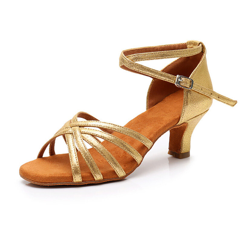 USHINE Professional Heel 7cm/5cm Satin Without Knot Salsa Tango Ballroom Latin Dance Shoes Woman Zapatos De Baile Latino Mujer