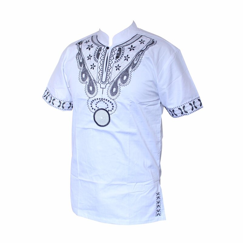 Dashiki ropa hombre kurta mannen Moslim t-Shirt Afrikaanse Haute Tribal Geborduurde Ankara T-shirt рубашка мужская рубашка мужская