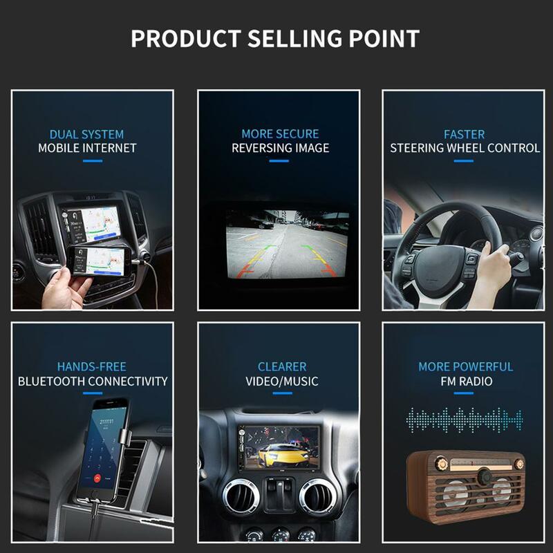 Автомобильный мультимедийный плеер MP5, 2DIN, Android, Bluetooth, fm передатчик, автомобильное центральное управление, с камерой, парковкой, реверсом