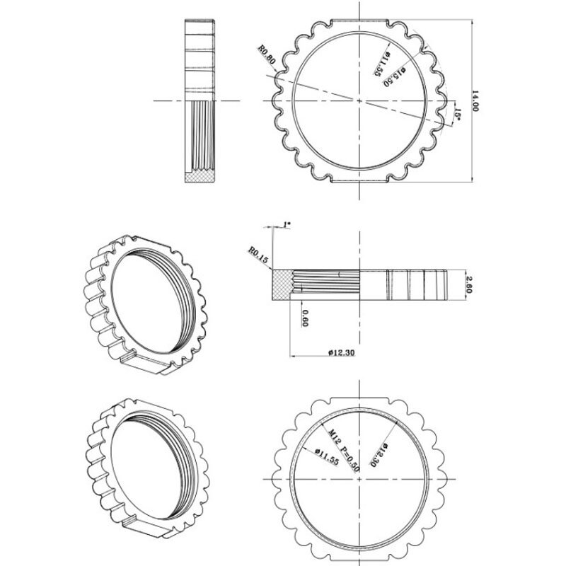 Anillo de fijación de soporte de montaje de lente M12, anillo de fijación de lente M12, anillo de presión de lente