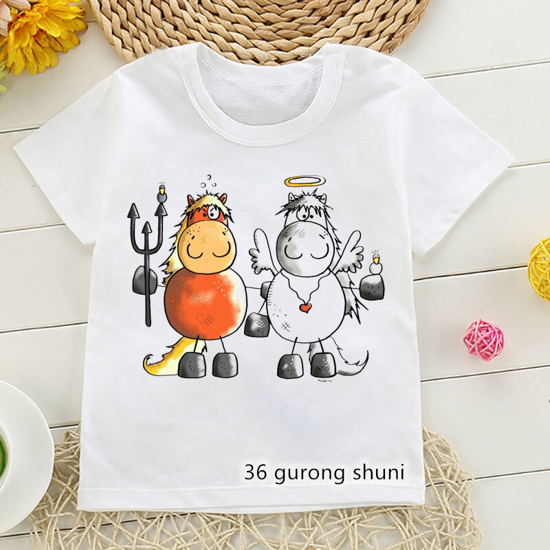 T-shirt for boys funny cow animal cartoon print kids clothes summer casual toddler baby t shirt cute boys clothes white tops