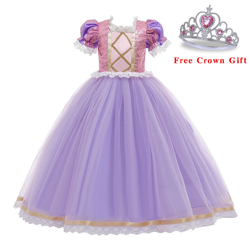 Vestido de princesa, vestido coroa grátis para meninas; fantasia de natal; vestido de princesa para meninas; vestidos de festa, elsa; menina 2020