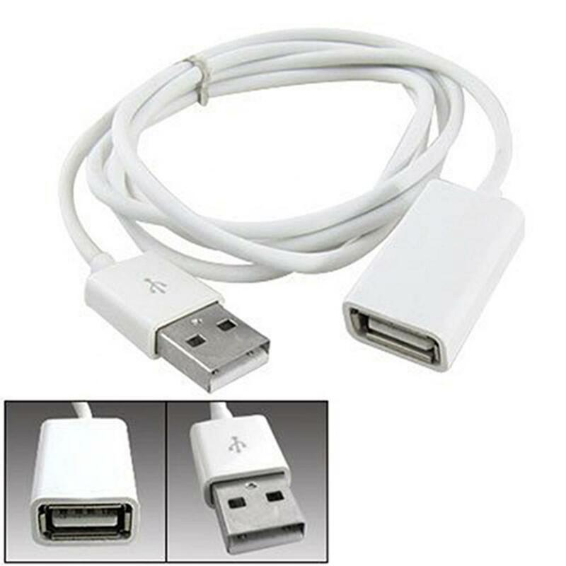 Biały pcv metalowe USB 2.0 męski na żeński przedłużacz z adapterem USB kabel przewód 1m 3Ft urządzeń USB hub