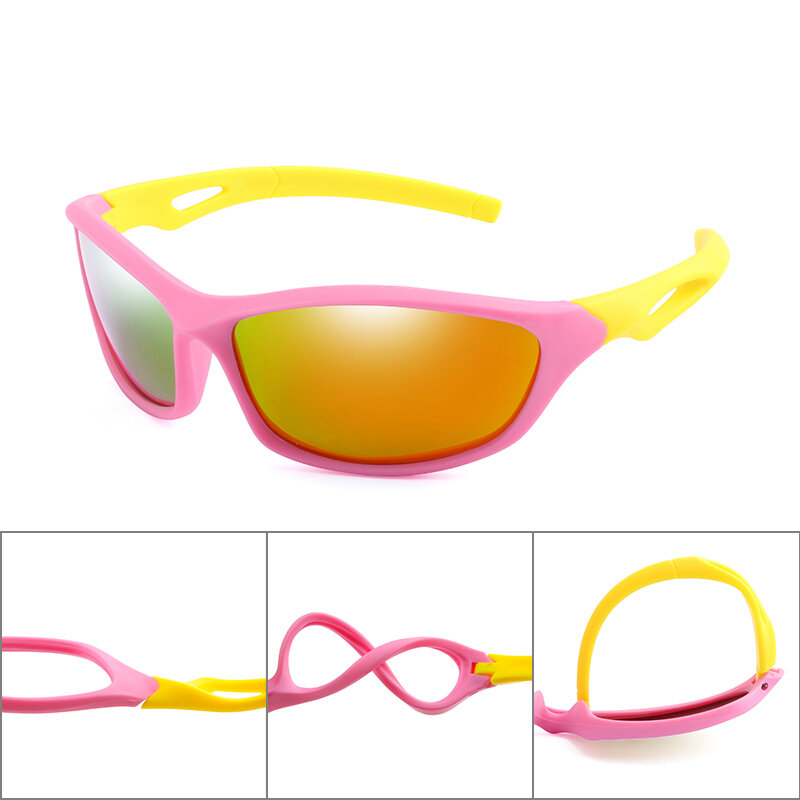 YAMEIZE Kids spolaryzowane okulary TR90 chłopcy dziewczęta modne okulary słoneczne silikonowe okulary ochronne Outdoor okulary sportowe odcienie dla dzieci