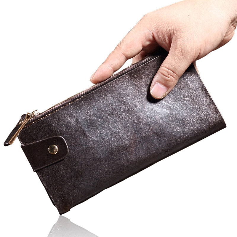 Grande nova carteira para ambos os homens e mulheres embreagem cheio-grão de couro multifuncional saco do telefone móvel carteira
